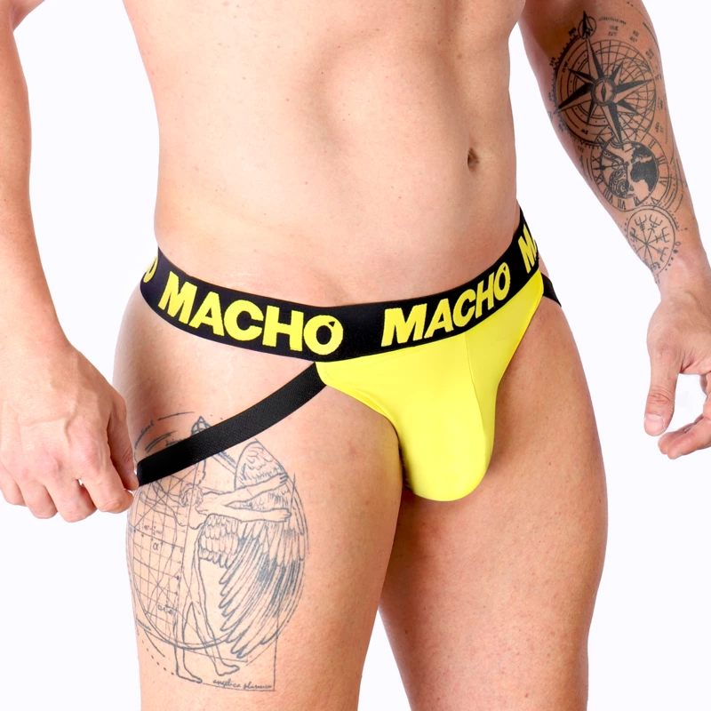 MACHO MX25A Lycra Jockstrap Yellow XL - Open Back, Sporty Design