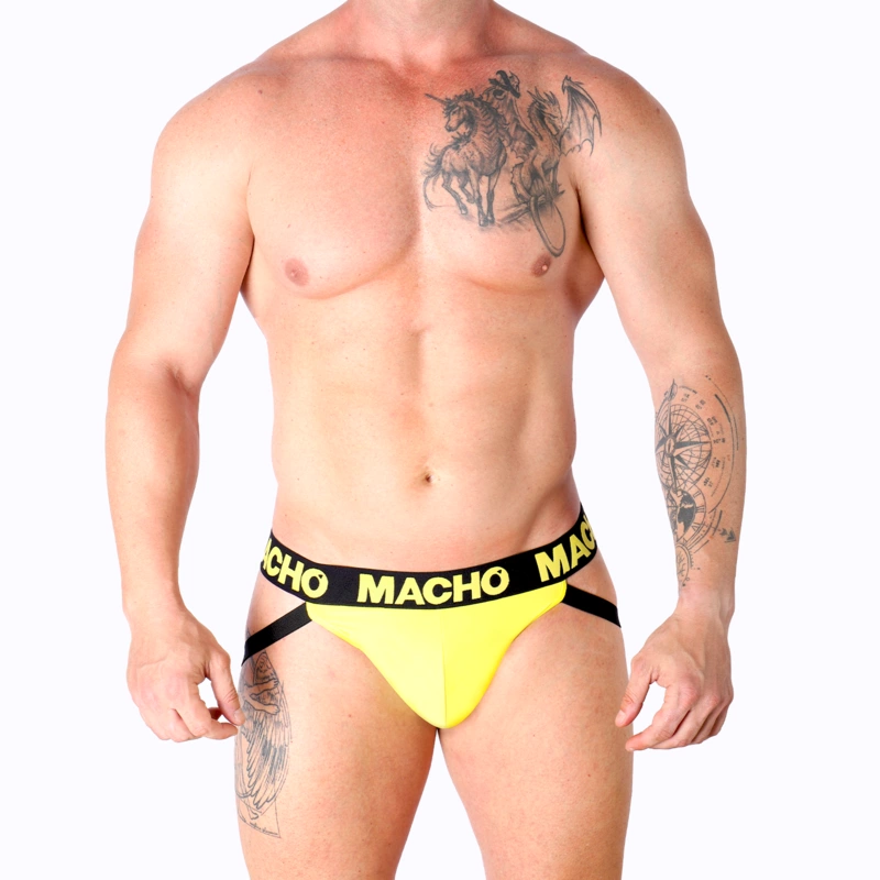 MACHO MX25A Lycra Jockstrap Yellow XL - Open Back, Sporty Design