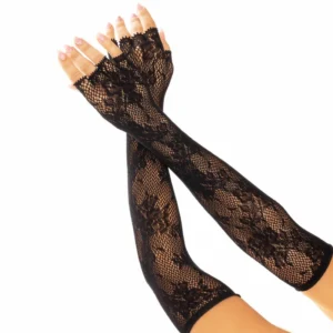 Leg Avenue Floral Mesh Opera-Length Fingerless Gloves Black One Size