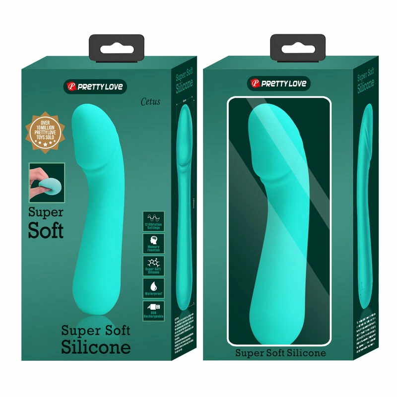 Pretty Love Cetus Flexible Silicone Vibrator Aqua Green USB 12 Modes