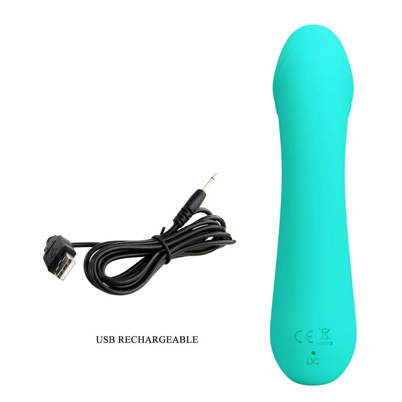 Pretty Love Cetus Flexible Silicone Vibrator Aqua Green USB 12 Modes
