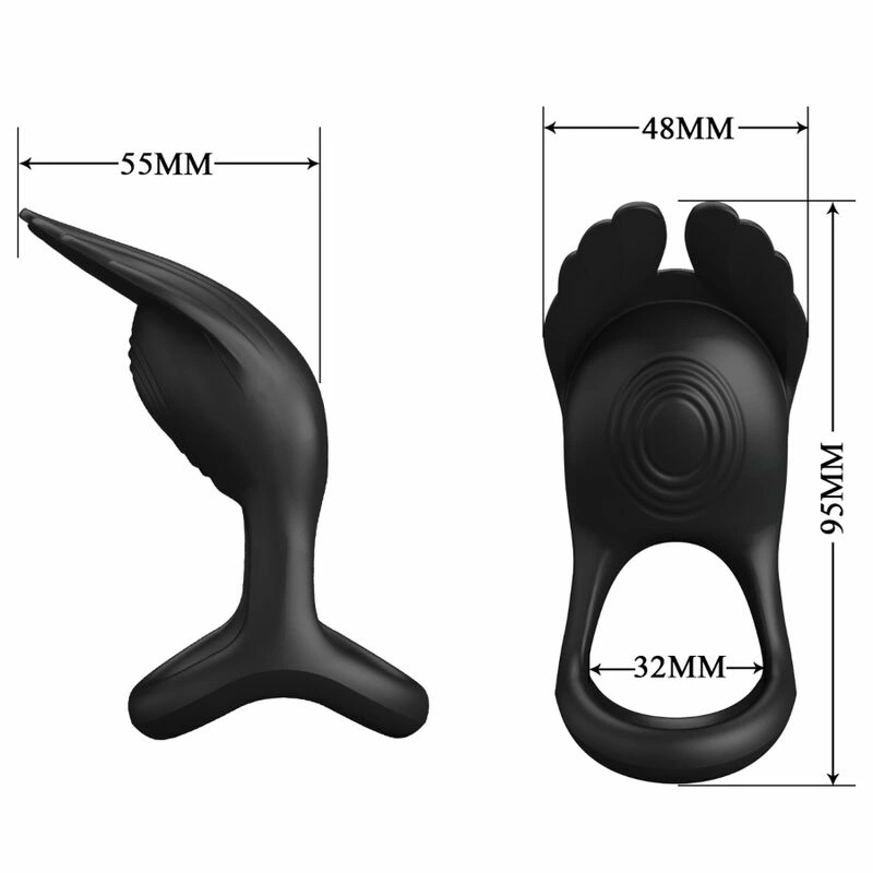 Pretty Love Silas Silicone Vibrating Ring 7 Modes USB Black