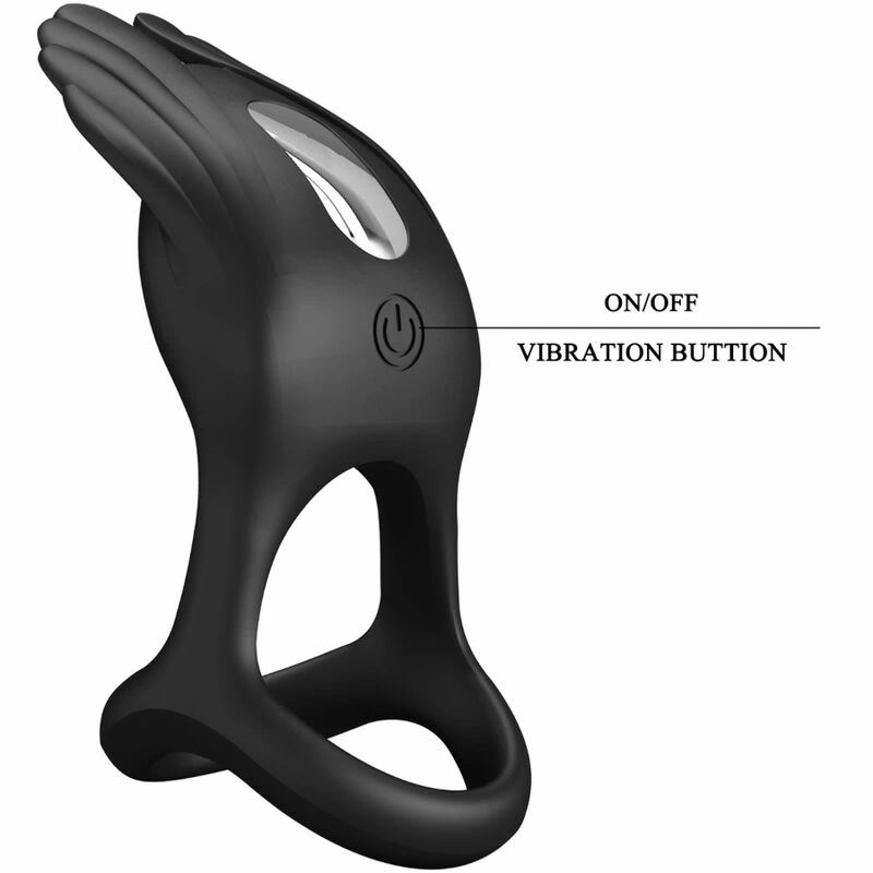Pretty Love Silas Silicone Vibrating Ring 7 Modes USB Black