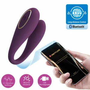 Pretty Love August App-Controlled Double Vibrator Purple Silicone 12 Modes