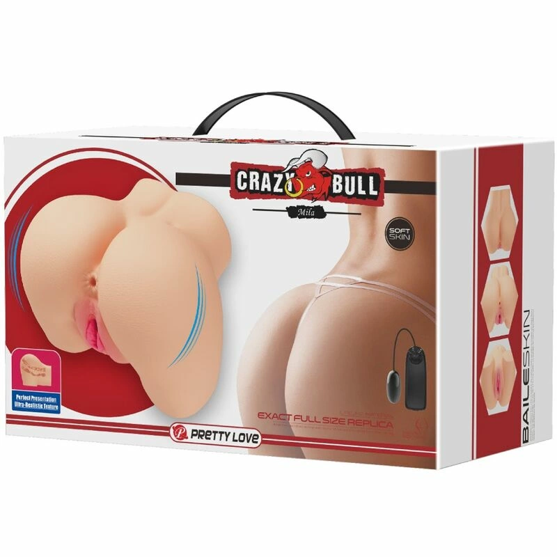 Crazy Bull Mila Dual-Entry Intimate System with Vibration, Beige