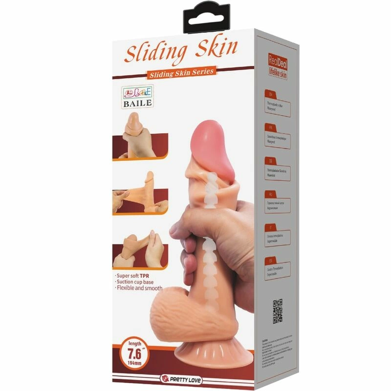 Pretty Love Sliding Skin Series TPR Model with Suction Cup 19.4cm Beige