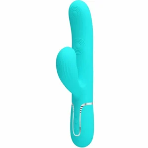 Pretty Love Perlita 3-in-1 Rechargeable Silicone Intimate Device Aqua Green