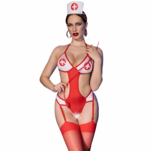 Chilirose CR 4631 Nurse Costume Set Red L/XL - 4-Piece Bodysuit Kit