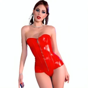 Chilirose CR 4491 Red Eco-Leather Corset Adjustable S/M