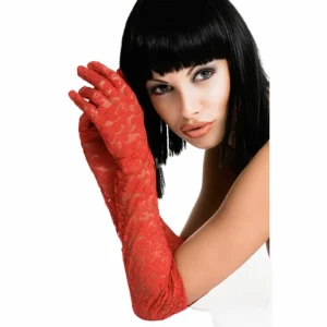 Chilirose CR 3071 Elegant Red Lace Gloves, Refined Evening Accessory