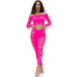 Chilirose CR 4632 Seamless Top & Leggings Set Fuchsia S/L