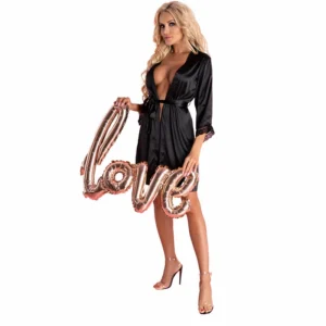 Livco Corsetti Ariladyen Black Dressing Gown & Panty Set L/XL