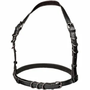 CalExotics Euphoria Halter Buckle Harness Black - Adjustable Vegan Leather