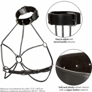 CalExotics Euphoria Plus Size Multi-Chain Collar Harness, Vegan Leather