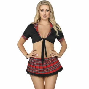Sublime Schoolgirl Costume L/XL – klostuotas sijonas ir viršutinis komplektas