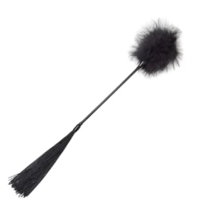 Secret Play Dual-Sided Intimate Accessory Black Feather & Whip 21cm