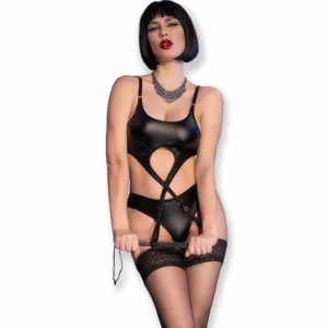 Chilirose CR 4625 keturių dalių rinkinys su ažūrinėmis detalėmis Black S