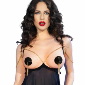 Chilirose CR 4714 lipnūs juodi spenelių dangteliai su auksinėmis grandinėlėmis