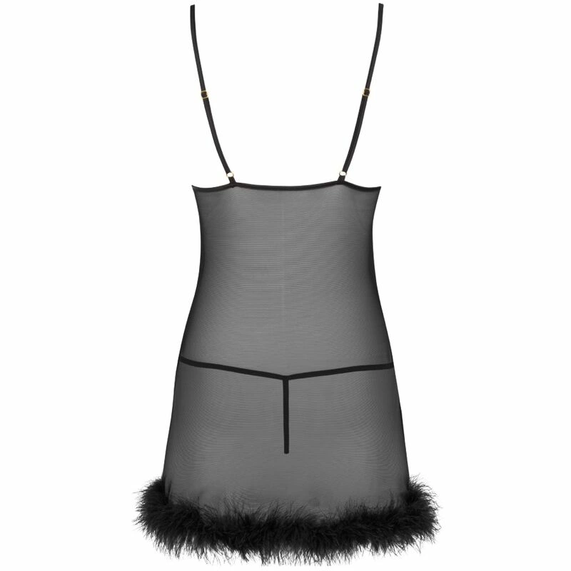 „Livco Corsetti Zerunam“ rinkinys – juodas tinklinis „Babydoll“ ir nėriniuotas apatinis trikotažas