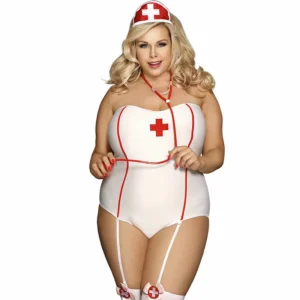 Subblime L/XL Intimate Nurse-Inspired Teddy Costume - White & Red Design