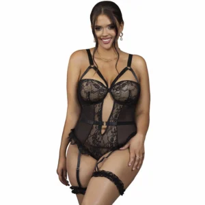 Sublime Teddy L/XL juoda – detaliai nėriniai ir reguliuojami petnešėlės