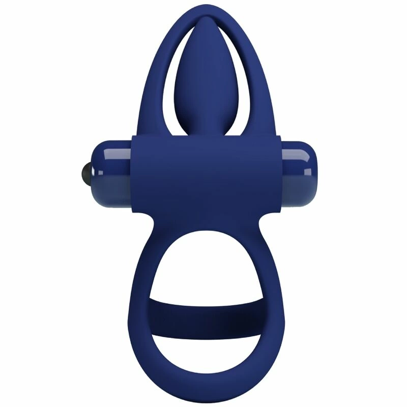 Pretty Love MAT Double Silicone Ring Blue - 10-Mode Vibrating Couples System