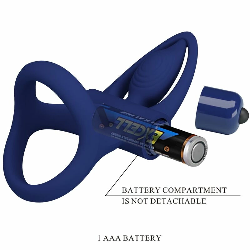 Pretty Love MAT Double Silicone Ring Blue - 10-Mode Vibrating Couples System