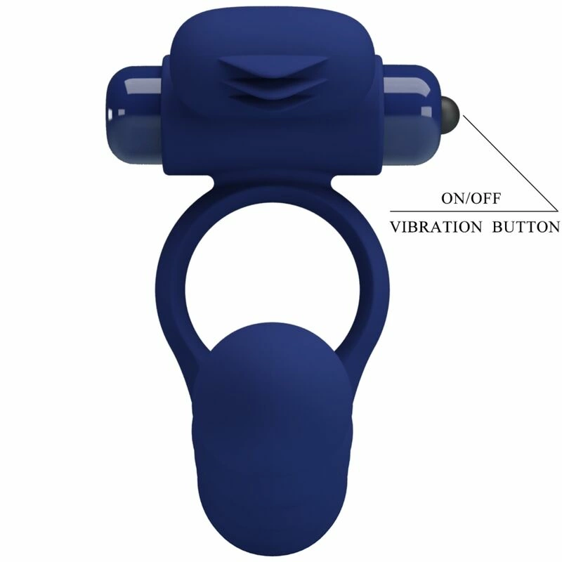 Pretty Love Ajmal Blue Vibrating Silicone Ring with Plug, 10 Modes