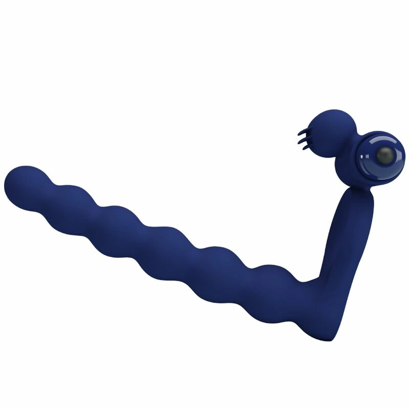 Pretty Love Ajmal Blue Vibrating Silicone Ring with Plug, 10 Modes