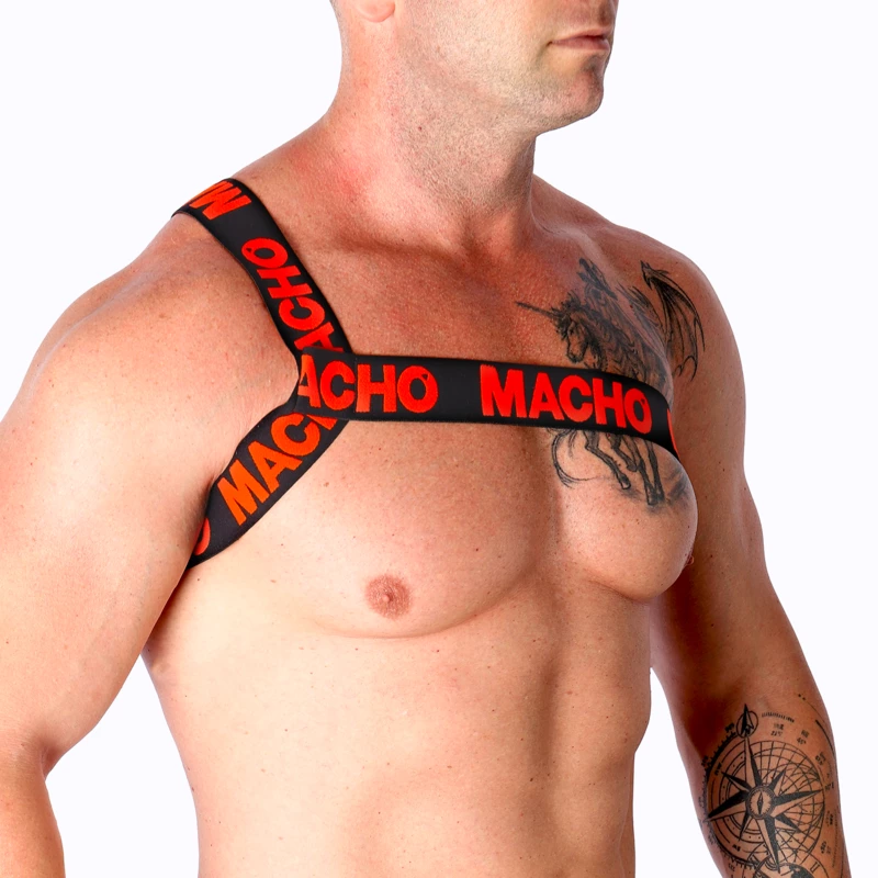 MACHO Roman Harness Red S/M - Adjustable Elastic Fashion Accessory