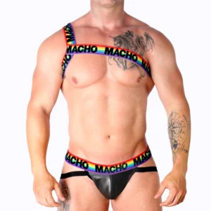 Macho Roman Harness L/XL - Adjustable Elastic Body Accessory Pride Edition