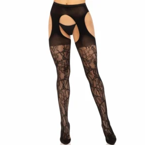 Leg Avenue Lace Suspender Stockings Black One Size - Elegant Design