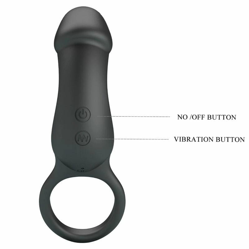 Pretty Love Trae Black Vibrating Ring with Silicone Stimulator