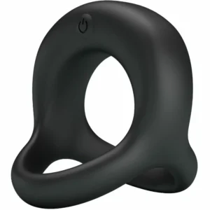 Pretty Love Elliott Black Silicone Vibration Ring with 10 Modes, Waterproof