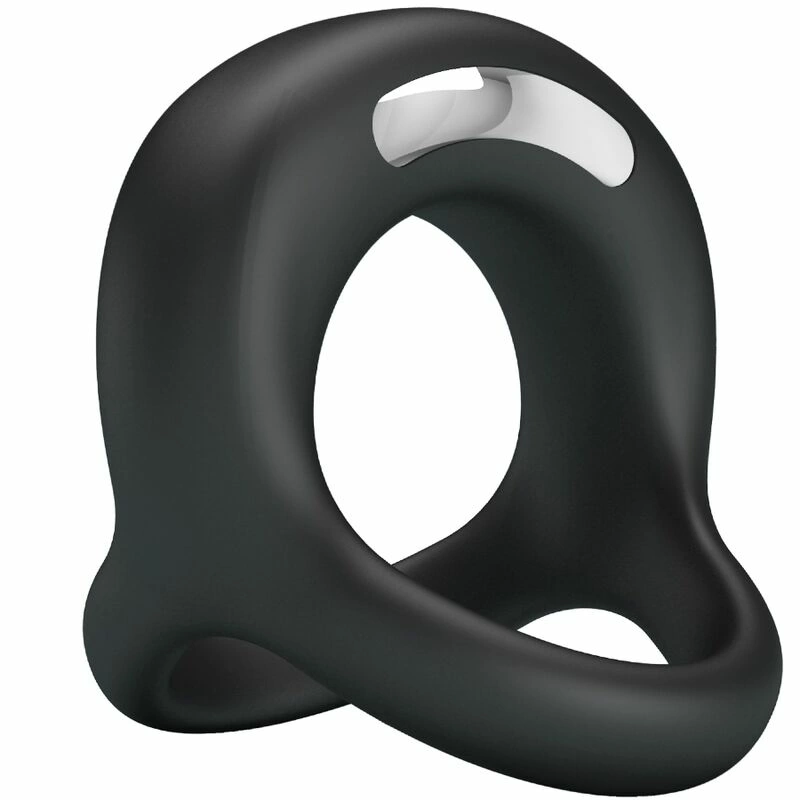 Pretty Love Elliott Black Silicone Vibration Ring with 10 Modes, Waterproof