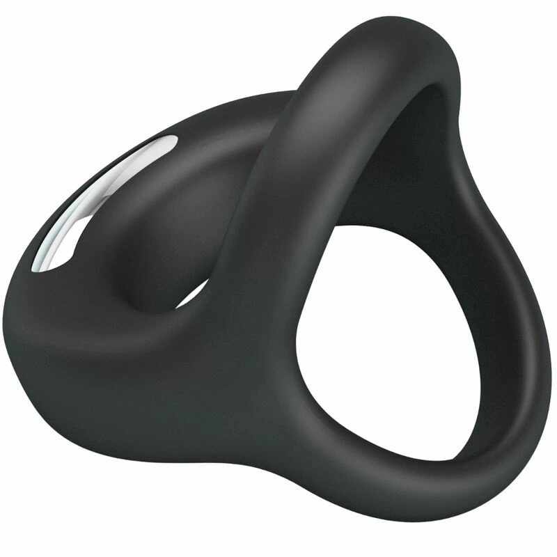 Pretty Love Elliott Black Silicone Vibration Ring with 10 Modes, Waterproof