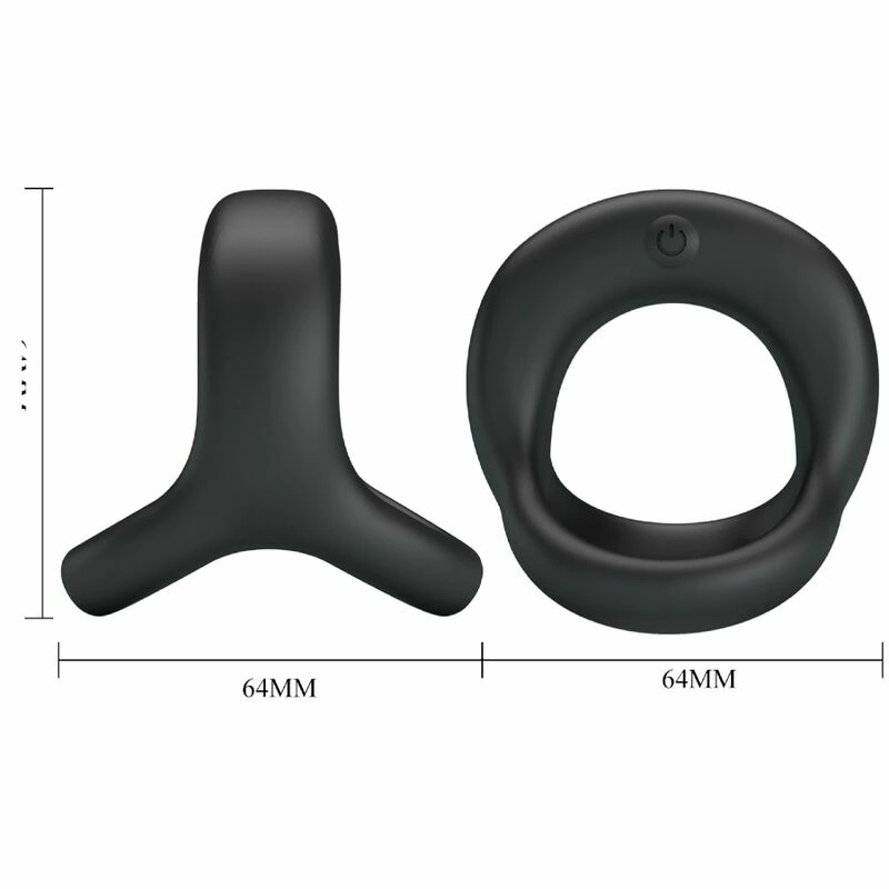 Pretty Love Elliott Black Silicone Vibration Ring with 10 Modes, Waterproof
