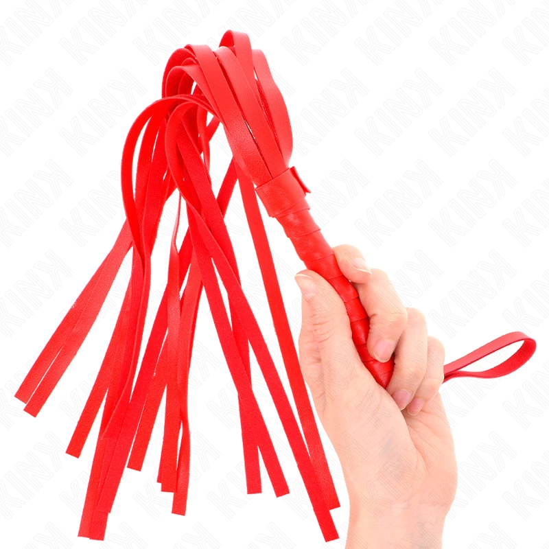 KINK Simple Red whip 45 cm - patvari dirbtinė oda, ergonomiška rankena