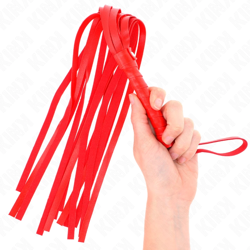 KINK Simple Red whip 45 cm - patvari dirbtinė oda, ergonomiška rankena