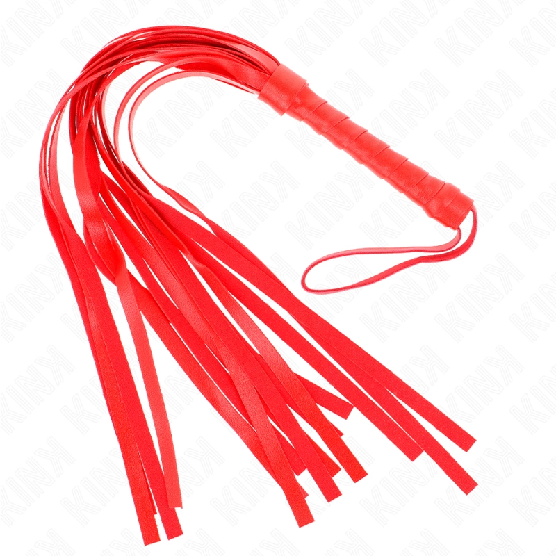 KINK Simple Red whip 45 cm - patvari dirbtinė oda, ergonomiška rankena