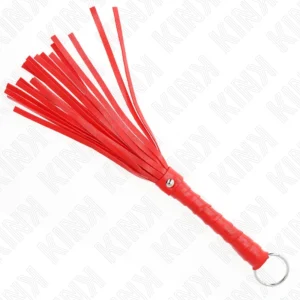 KINK Simple Mini Red Whip 28cm – kompaktiškas dirbtinės odos smūginis įrankis