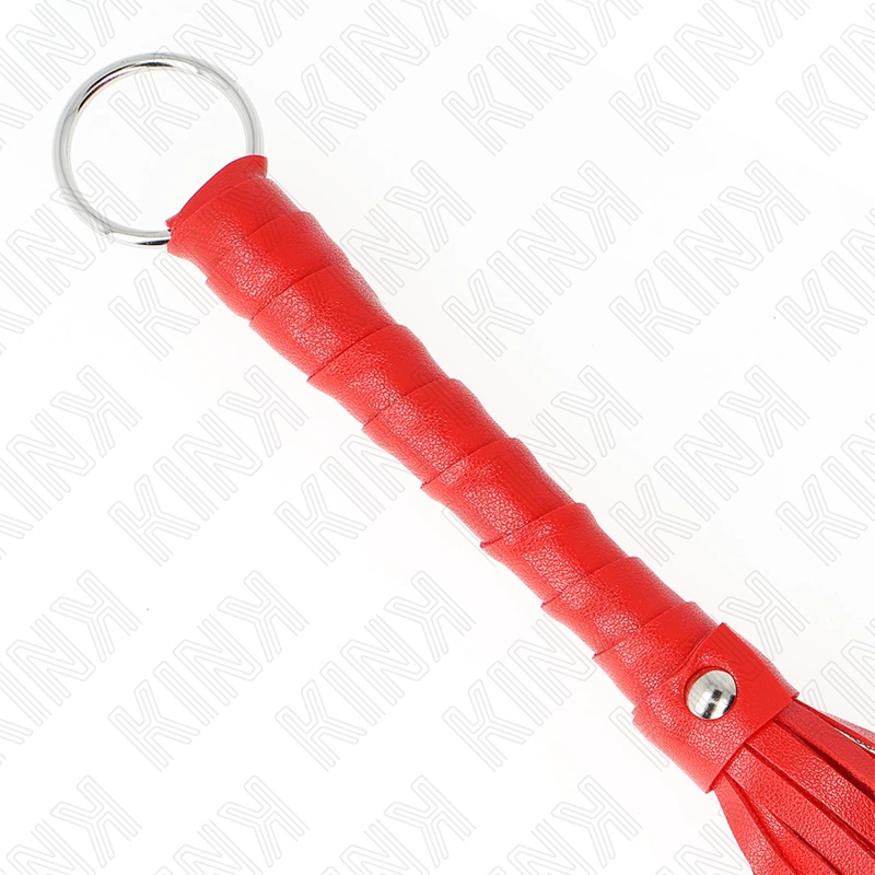 KINK Simple Mini Red Whip 28cm - kompaktiškas dirbtinės odos smūginis įrankis