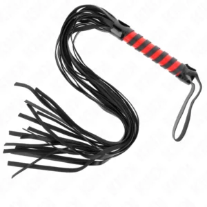 KINK Long Striped Impact whip 70 cm – juoda ir raudona, patvarus dizainas