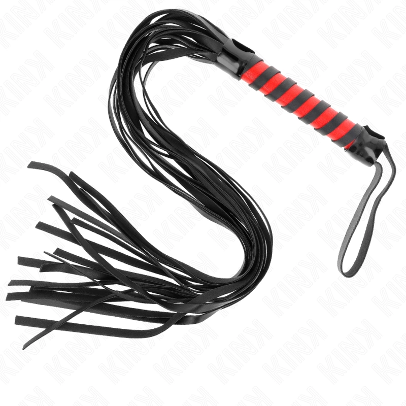 KINK Long Striped Impact whip 70 cm - juoda ir raudona, patvarus dizainas