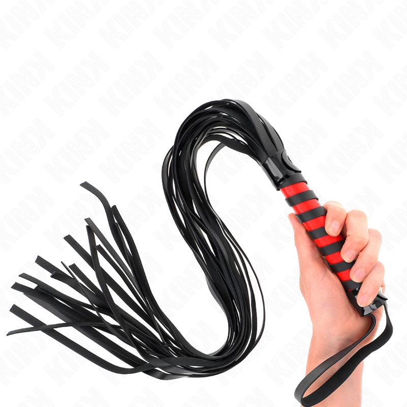 KINK Long Striped Impact whip 70 cm - juoda ir raudona, patvarus dizainas