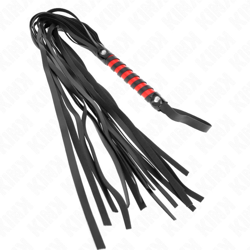 KINK Long Striped Impact whip 70 cm - juoda ir raudona, patvarus dizainas