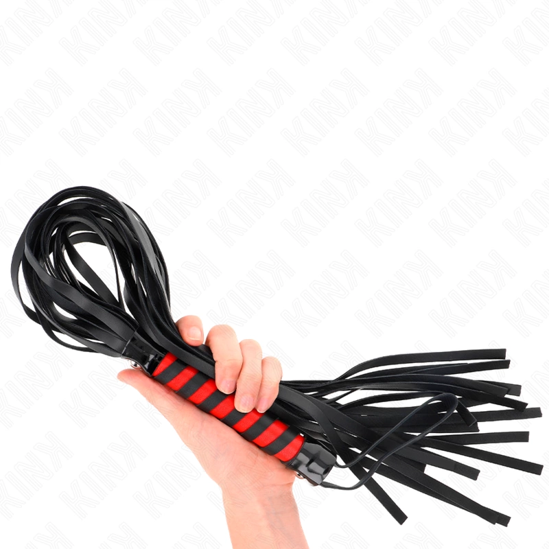 KINK Long Striped Impact whip 70 cm - juoda ir raudona, patvarus dizainas