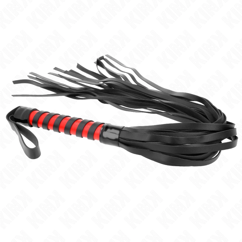 KINK Long Striped Impact whip 70 cm - juoda ir raudona, patvarus dizainas