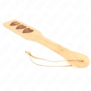 KINK Bamboo Paddle Heart Pattern 32x5.5 cm - Elegant Wooden Impact Tool