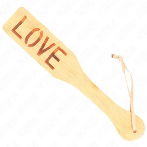 KINK Bamboo Paddle LOVE 32x5.5cm - Engraved Impact Tool, Natural Wood